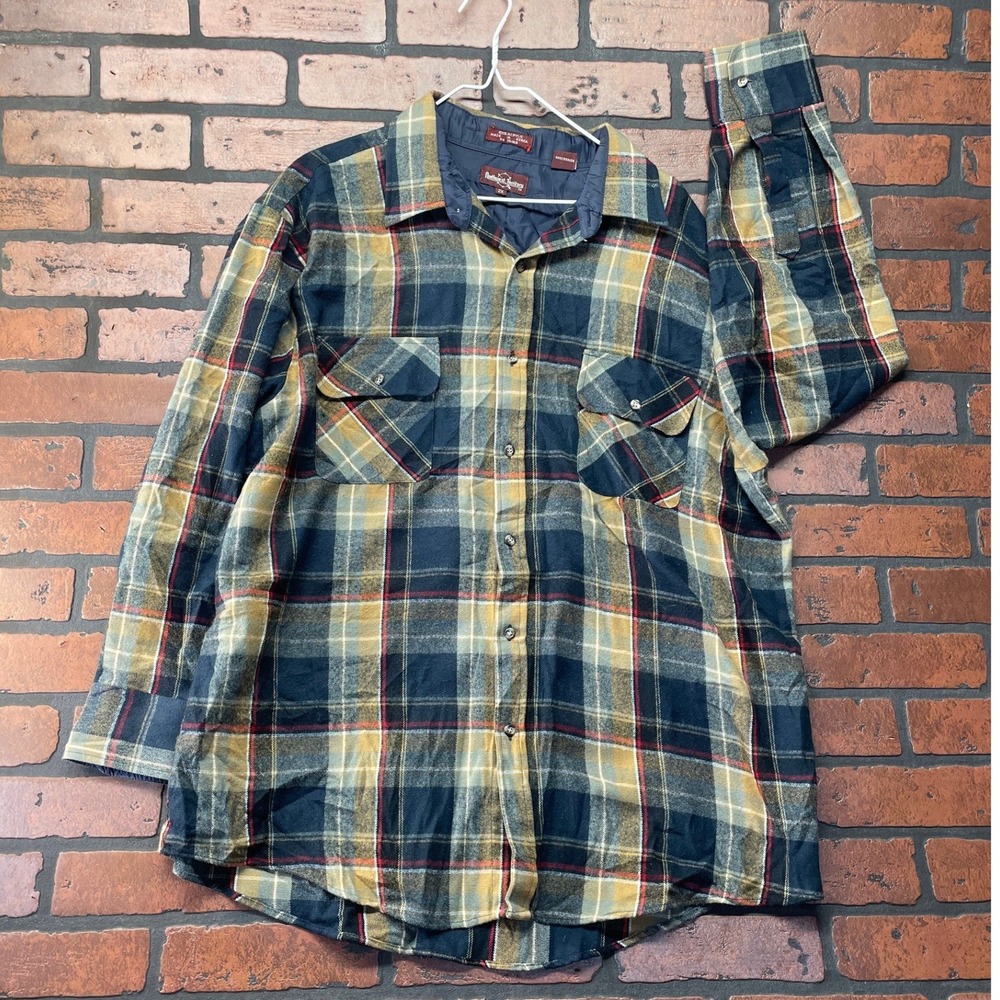 VTG Northwest Territory‎ Men's 2XL Plaid Flannel Navy Red Cream Button Up Shirt
